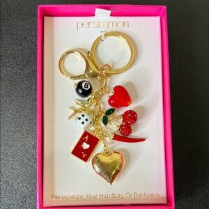 Persimmon | Lucky Dice Eightball Heart Rhinestone Cherry 🍒 Bag Charm